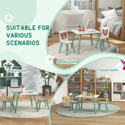 Playful Haven 3 Piece Green Kids Table and Chair Set - Size: 60 x 60 x 44cm - Wilko - thumbnail 6