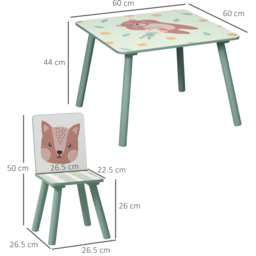Playful Haven 3 Piece Green Kids Table and Chair Set - Size: 60 x 60 x 44cm - Wilko - thumbnail 7