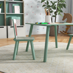 Playful Haven 3 Piece Green Kids Table and Chair Set - Size: 60 x 60 x 44cm - Wilko - thumbnail 3