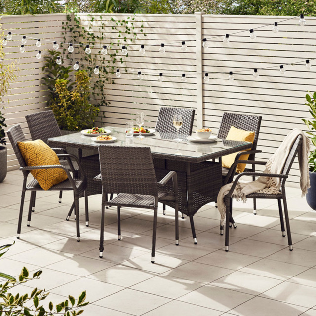 Furniturebox Dominica 6 Seater Garden Dining Set Grey - Wilko - image 1