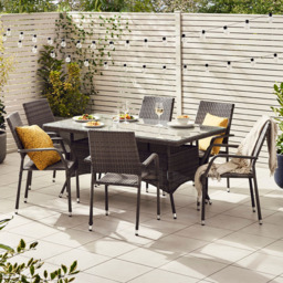 Furniturebox Dominica 6 Seater Garden Dining Set Grey - Wilko - thumbnail 1