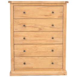 Cabinet Bits Lucca 5 Drawer Brown Brass Knob Chest of Drawers - Wilko - thumbnail 3