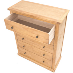Cabinet Bits Lucca 5 Drawer Brown Brass Knob Chest of Drawers - Wilko - thumbnail 6