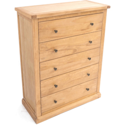 Cabinet Bits Lucca 5 Drawer Brown Brass Knob Chest of Drawers - Wilko - thumbnail 5