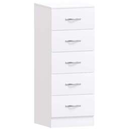 Vida Designs Riano 5 Drawer White Narrow Chest of Drawers - Wilko - thumbnail 3