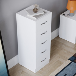 Vida Designs Riano 5 Drawer White Narrow Chest of Drawers - Wilko - thumbnail 7