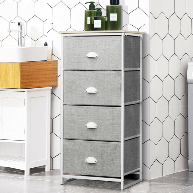 Costway 4 Drawer 3/4 Fabric Bedside Storage Cabinet with Foldable Drawers - Size: 103 x 36 x 10cm - White - Wilko - image 1