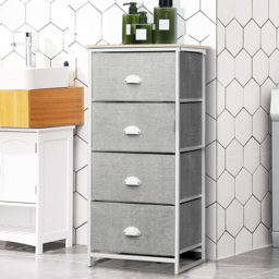 Costway 4 Drawer 3/4 Fabric Bedside Storage Cabinet with Foldable Drawers - Size: 103 x 36 x 10cm - White - Wilko - thumbnail 1