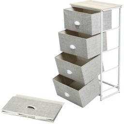 Costway 4 Drawer 3/4 Fabric Bedside Storage Cabinet with Foldable Drawers - Size: 103 x 36 x 10cm - White - Wilko - thumbnail 4