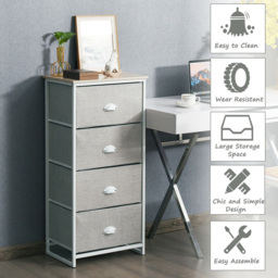 Costway 4 Drawer 3/4 Fabric Bedside Storage Cabinet with Foldable Drawers - Size: 103 x 36 x 10cm - White - Wilko - thumbnail 7