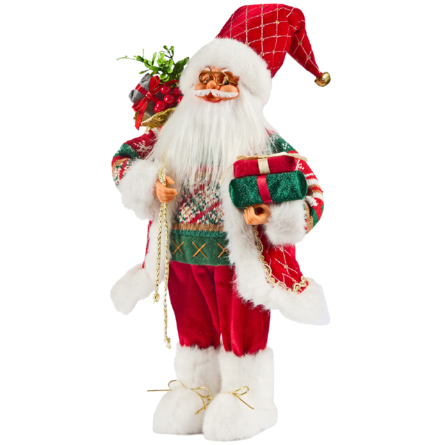 The Christmas Workshop Standing Santa Claus Decoration with Gift Sack 2ft - Size: 64 x 25 x 17cm - Red - Wilko - image 1