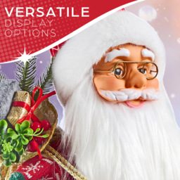 The Christmas Workshop Standing Santa Claus Decoration with Gift Sack 2ft - Size: 64 x 25 x 17cm - Red - Wilko - thumbnail 7