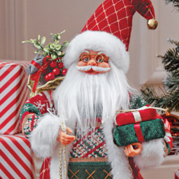 The Christmas Workshop Standing Santa Claus Decoration with Gift Sack 2ft - Size: 64 x 25 x 17cm - Red - Wilko - thumbnail 4