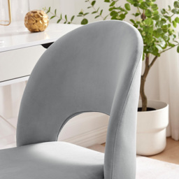 Furniturebox Courtez Grey Velvet and Silver Office Chair - Size: 54 x 46 x 54cm - Wilko - thumbnail 5