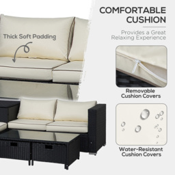 Outsunny 4 Seater Black PE Rattan Sofa Lounge Set with Coffee Table - Wilko - thumbnail 6