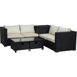 Outsunny 4 Seater Black PE Rattan Sofa Lounge Set with Coffee Table - Wilko - thumbnail 3