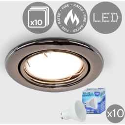 ValueLights Black Chrome Cool White LED Tiltable Ceiling Downlight 10 Pack - Size: 11 x 10.5 x 10.5cm - Wilko - thumbnail 3