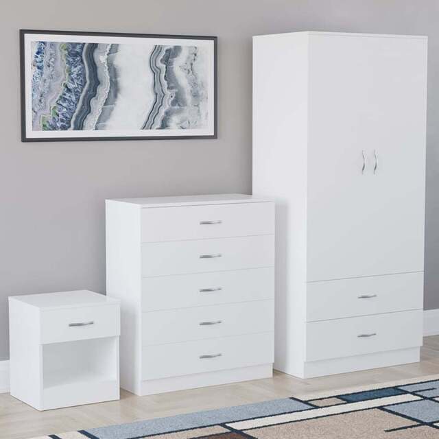 Vida Designs Riano White 3 Piece Bedroom Furniture Set - Wilko - image 1