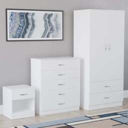 VIDA DESIGNS Riano White 3 Piece Bedroom Furniture Set - Wilko