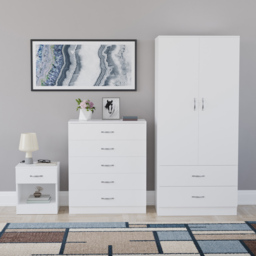 Vida Designs Riano White 3 Piece Bedroom Furniture Set - Wilko - thumbnail 3