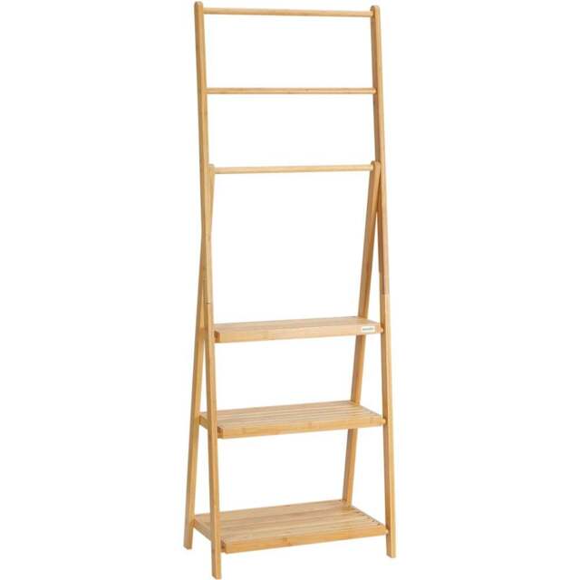 Portland Kleankin Freestanding Natural Bamboo Towel Rack - Size: 53 x 30.5 x 152cm - Brown - Wilko - image 1