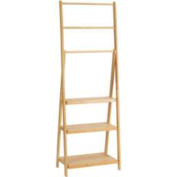 Portland Kleankin Freestanding Natural Bamboo Towel Rack - Size: 53 x 30.5 x 152cm - Brown - Wilko - thumbnail 1