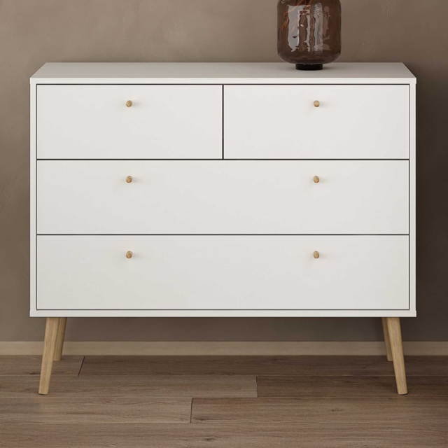 Florence Cumbria 4 Drawer White Chest of Drawers - Furniture to Go - Wilko