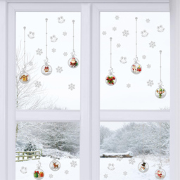 Walplus Matt Silver Christmas Ornaments Double-Sided Window Stickers 45 Piece - Size: 0.2 x 60 x 160cm - Multi - Wilko - thumbnail 3