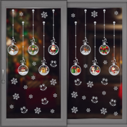 Walplus Matt Silver Christmas Ornaments Double-Sided Window Stickers 45 Piece - Size: 0.2 x 60 x 160cm - Multi - Wilko