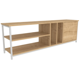 Decorotika Oneida Single Door 4 Shelf White and Oak TV Unit - Size: 51 x 160 x 35cm - Multi - Wilko - thumbnail 3