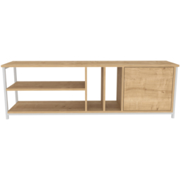 Decorotika Oneida Single Door 4 Shelf White and Oak TV Unit - Size: 51 x 160 x 35cm - Multi - Wilko - thumbnail 4
