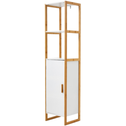 H&O Direct Single Door 2 Shelf Tall Bathroom Storage Cabinet - Size: 148 x 33 x 30cm - White - Wilko - thumbnail 3