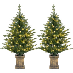 Everglow Artificial Potted Christmas Tree with LEDs 4ft 2 Pack - Green - Wilko - thumbnail 1