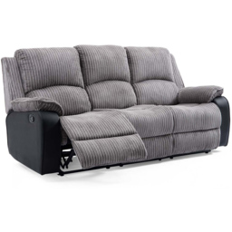 Furniture Online Postana 3 Seater Grey High Back Jumbo Cord Manual Recliner Sofa - Wilko - thumbnail 6