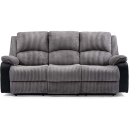 Furniture Online Postana 3 Seater Grey High Back Jumbo Cord Manual Recliner Sofa - Wilko - thumbnail 5