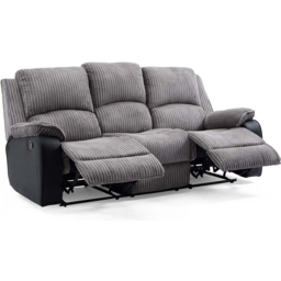 Furniture Online Postana 3 Seater Grey High Back Jumbo Cord Manual Recliner Sofa - Wilko - thumbnail 4
