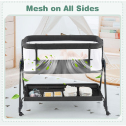 Costway Grey Baby Bedside Crib with Mattress - Size: 90 x 60 x 14cm - Wilko - thumbnail 5