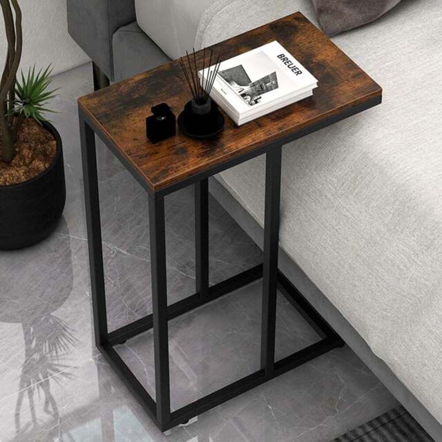 Costway Rustic Brown C Shaped End Table - Size: 45 x 25 x 64cm - Wilko - image 1
