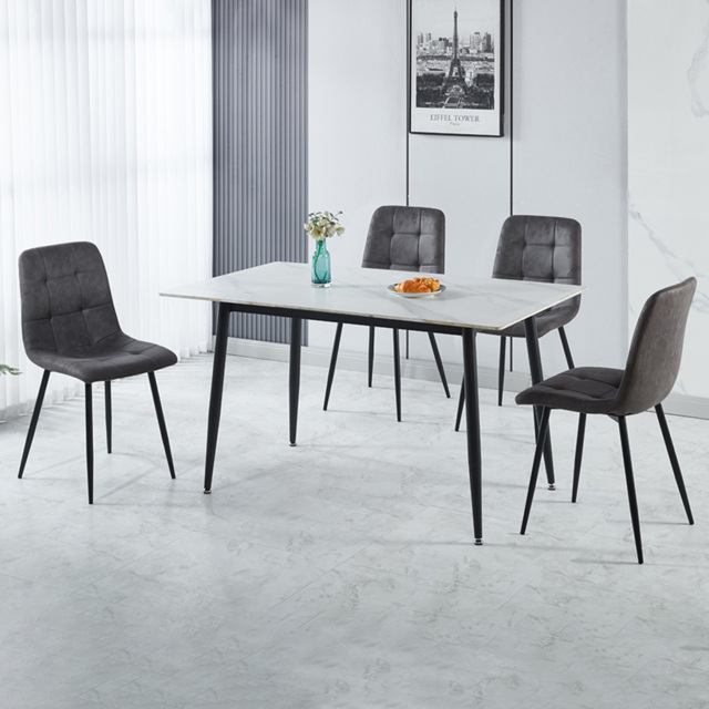 Seconique Fenton 4 Seater Dining Set White and Dark Grey Suede Fabric - White/Dark Grey Suede Fabric - Wilko - image 1