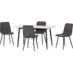 Seconique Fenton 4 Seater Dining Set White and Dark Grey Suede Fabric - White/Dark Grey Suede Fabric - Wilko - thumbnail 3
