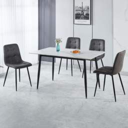 Seconique Fenton 4 Seater Dining Set White and Dark Grey Suede Fabric - White/Dark Grey Suede Fabric - Wilko