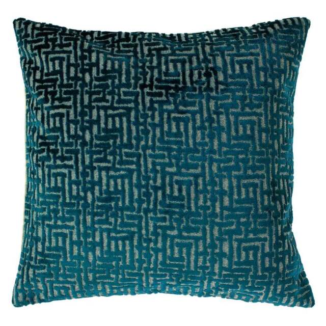 Paoletti Delphi Teal Velvet Jacquard Cushion - Size: 45 x 45cm - Multi - Wilko - image 1