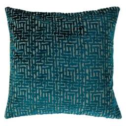 Paoletti Delphi Teal Velvet Jacquard Cushion - Size: 45 x 45cm - Multi - Wilko