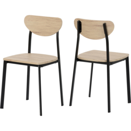 Seconique Riley Veneer 4 Seater Large Dining Set Light Oak and Black - Wilko - thumbnail 4