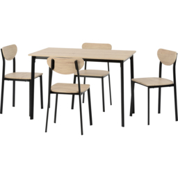 Seconique Riley Veneer 4 Seater Large Dining Set Light Oak and Black - Wilko - thumbnail 3