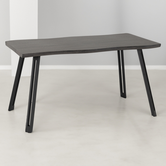 Seconique Quebec Black Wood Grain Wave Edge Dining Table - Size: 4 Seater - Wilko - image 1