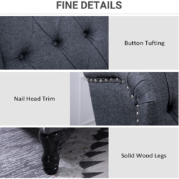 Portland Dark Grey Button Tufted Recliner Armchair - Size: Single - Wilko - thumbnail 7