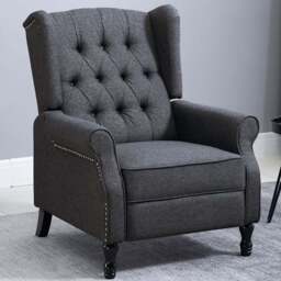 Portland Dark Grey Button Tufted Recliner Armchair - Size: Single - Wilko - thumbnail 1