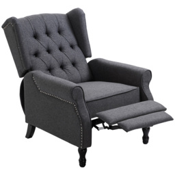 Portland Dark Grey Button Tufted Recliner Armchair - Size: Single - Wilko - thumbnail 3