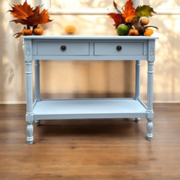 Acacia Home 2 Drawer Side Table - Size: 90 x 78 x 35cm - Blue - Wilko - thumbnail 4